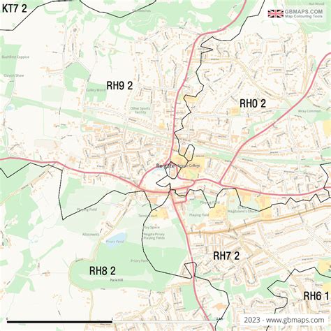 Reigate Vector Street Map