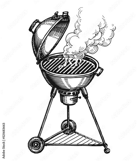 Bbq Grill Charcoal Barbecue Brazier With Smoke Kebab Grilled Food