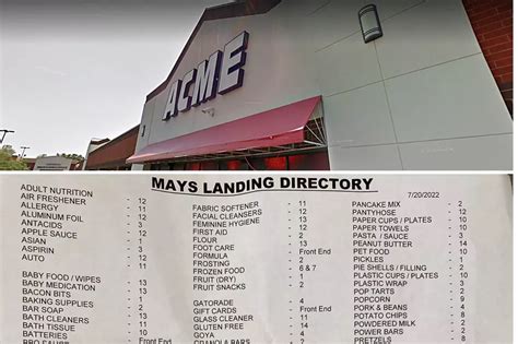 New Layout Cheat Sheet For Inside The Acme In Mays Landing, NJ