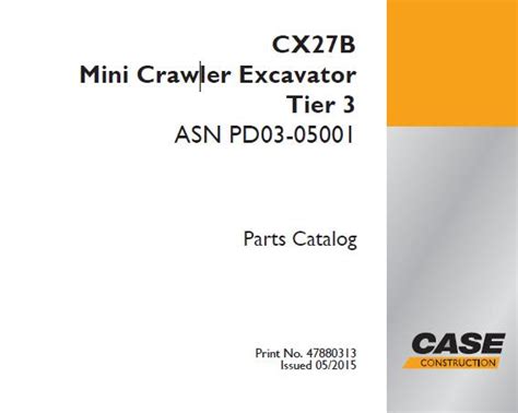 Case Cx27b Mini Crawler Excavator Tier 3 Parts Catalog Manual Service Repair Manuals Pdf