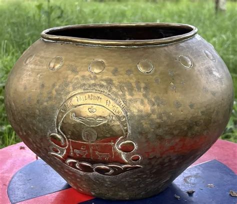 Ancien Cache Pot En Cuivre Milieu Xx Me Art Populaire Eur