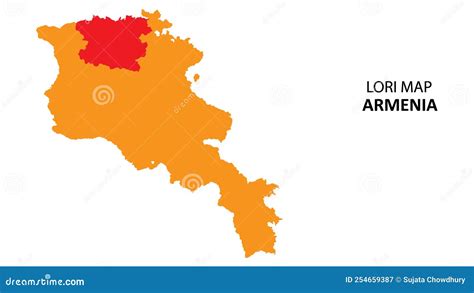 Mapa Del Estado Y Regiones De Lori Resaltado En El Mapa De Armenia