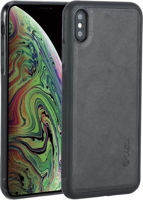 Molzar Gripbig Series Iphone Xs Max Case With Faux Leather Built In Metal Plate For Magnetic