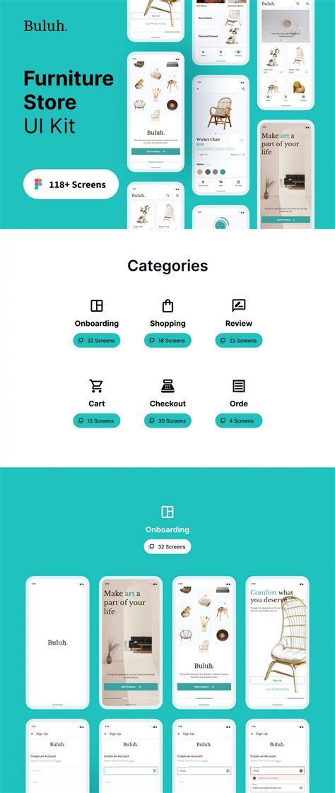 家具店移动应用UI套件Buluh Furniture Shop Mobile App UI Kit 设计口袋