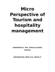 Dela Cruz 06 Task Performance 1 ARG Docx Micro Perspective Of Tourism