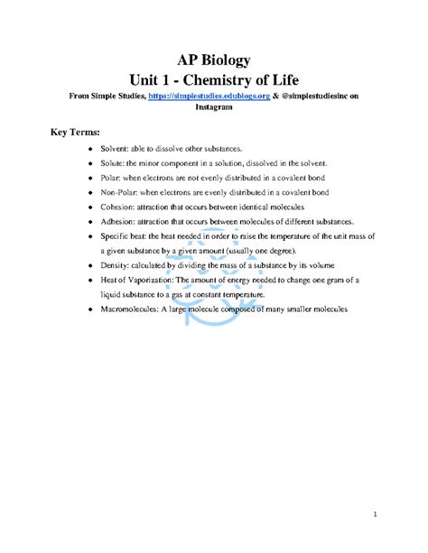 AP Biology Unit 1 - This is the AP bio unit 1 review - AP Biology Unit