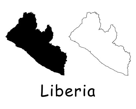 Map Of Liberia Liberian Map Black And White Detailed Solid Outline