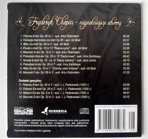 P Yta Cd Fryderyk Chopin Najpi Kniejsze Utwory Pozna Stare Miasto