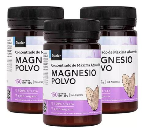 Pack Natier Magnesio Citrato En Polvo Relajaci N Muscular Env O Gratis