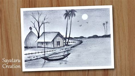 Easy Simple Sunset Drawing Pencil - canvas-source