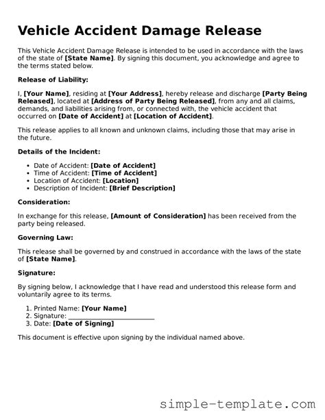 Make Your Vehicle Accident Damage Release With Our Fillable Template