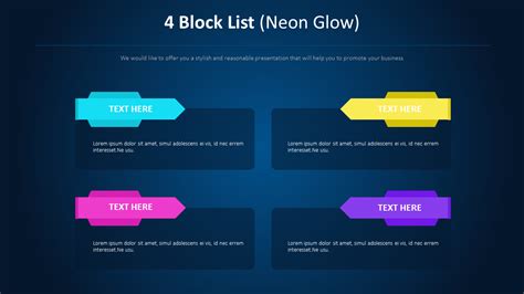 4 Block List Diagram Neon Glowrelationship