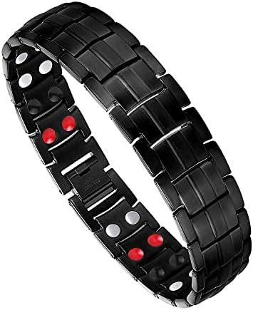 Feraco Pulsera magnética de acero de titanio para hombre con doble fila