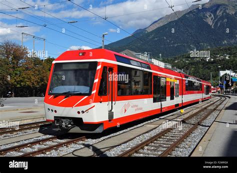 Matterhorn Gotthard Bahn (MGB) - Train at Brig station, Valais ...