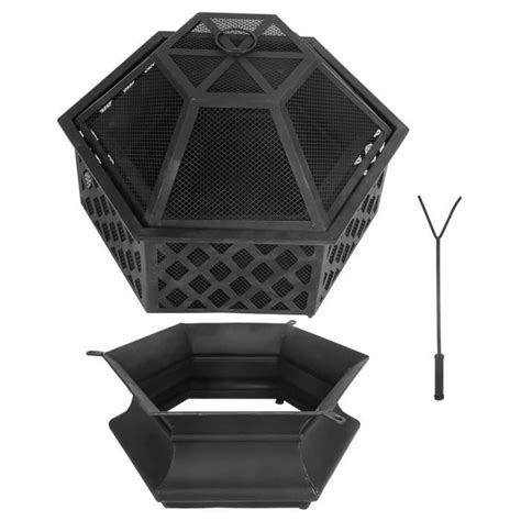 Co Foyer Ext Rieur Hexagonal Brasero De Jardin En Acier Barbecue Au