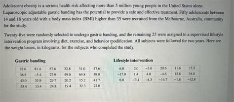 Solved Adolescent obesity is a serious health risk affecting | Chegg.com