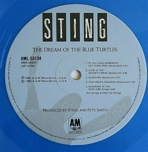 Sting Dream Of The Blue Turtles Australia Press Blue Vinyl Lp