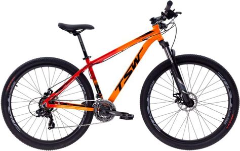 Bicicleta Aro 29 TSW Ride Laranja Vermelho 21v Shimano Freio A Disco