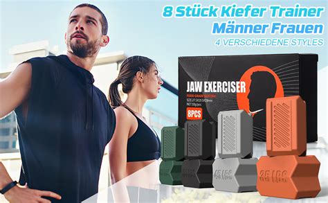 jjshund 8 Stück Silikon Jawline Trainer Kiefer Trainer mit 4