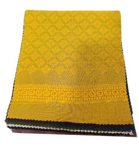 Yellow Chikan Embroidered Fabric At Rs 200 Meter Chikan Embroidery