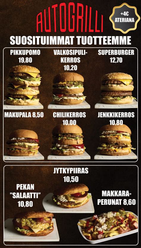 Menu Oulun Autogrilli Ja ScanBurger