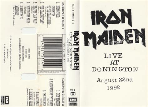 Iron Maiden Live At Donington August 22 1992 Cassette Album