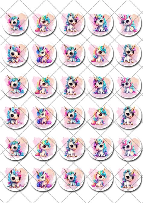 Rainbow Unicorns Pre Cut Mini Edible Cupcake Or Cookie Toppers Deezee