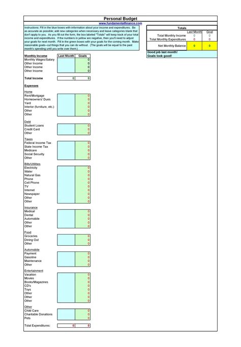 Free Printable Personal Budget Spreadsheet Templates [Excel] +Examples