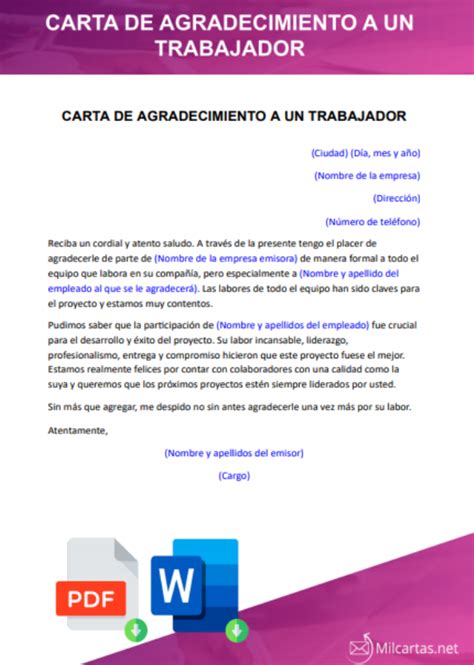 Carta De Agradecimiento Ejemplos Y Formatos Word Pdf Images