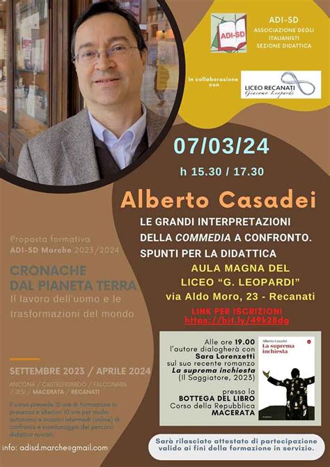 Iniziativa A Recanati Per Il Dantedì Con Alberto Casadei