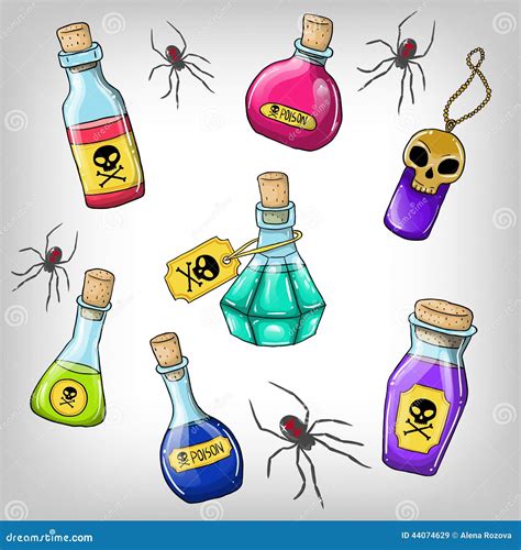 Cute Hand Drawn Bottles With Poison Stock Vector Illustration Of Hand