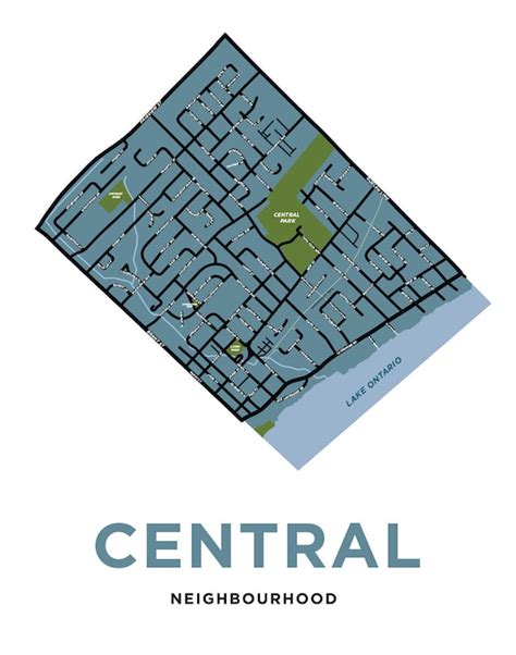 Burlington Ontario Neighbourhood Map Print: Central