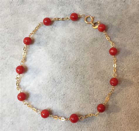 Bracelet Perles Corail Rouge V Ritable Et Or Carats