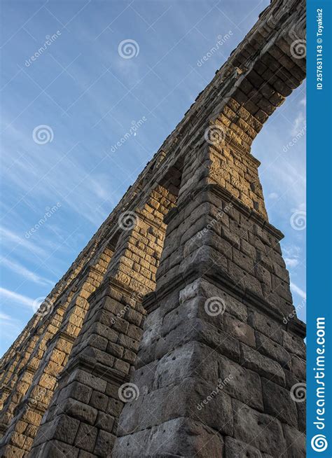 Contrapicado Image Of Stone Arches Of The Roman Aqueduct Of Segovia