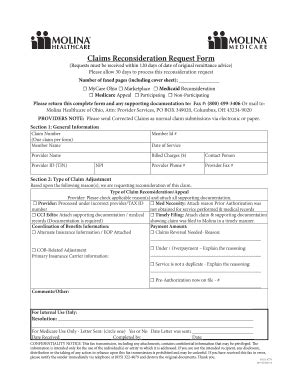 Molina Reconsideration Form Fill And Sign Printable Template Online