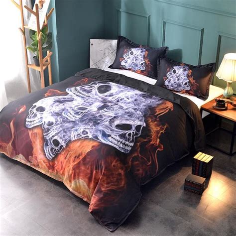 Fire Skulls Bedding Set Stuff Shop Skull Bedding Bedding Set Blue