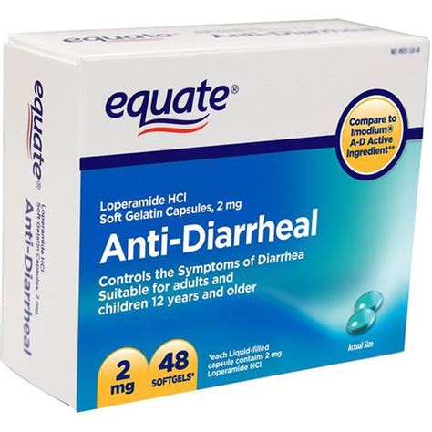 Equate Anti Diarrheal Loperamide 2 Mg 48 Softgels Compare To