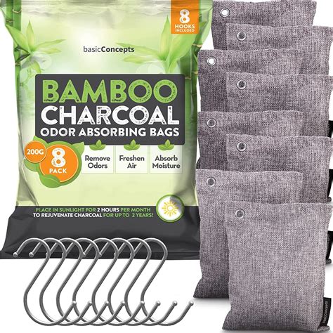 Nature Fresh Charcoal Bags Odor Absorber Large 12 Pack 200g Each Reduce Odors