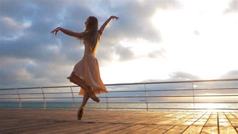 Dancing Ballerina In Beige Silk Stock Footage Video 100 Royalty Free