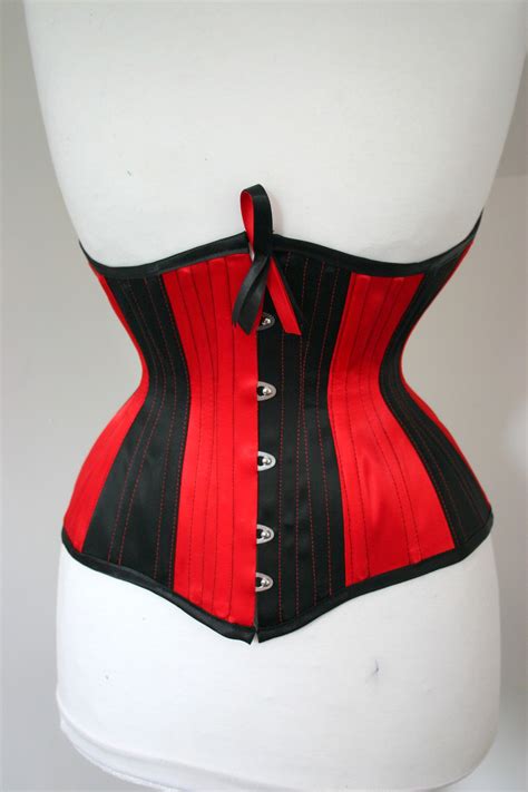 Fiorellacorsetry 22 Red And Black Satin Coutil Underbust