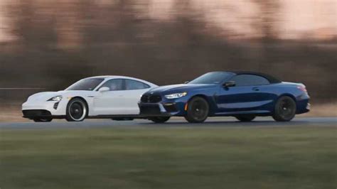 Watch BMW M8 Comp Drag Race Porsche Taycan Turbo S M6 Comp