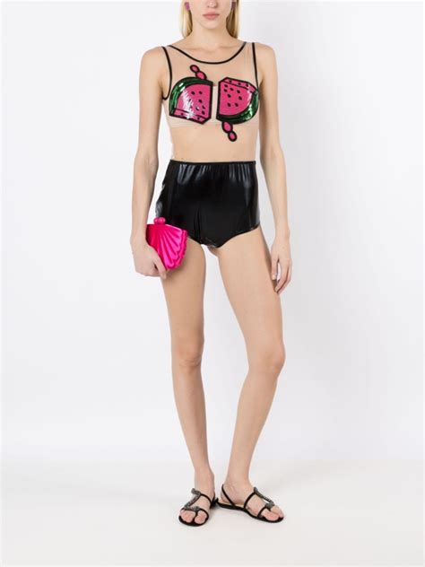 Brigitte Sequinned Watermelon Print Swimsuit Black Farfetch