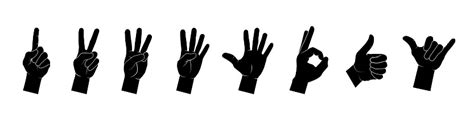 gerakan tangan posisi tangan siluet telapak tangan vektor ilustrasi