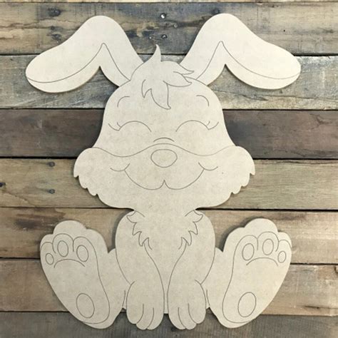 Sitting Bunny DIY Unfinished Wood Cutout Paint By Line Easter