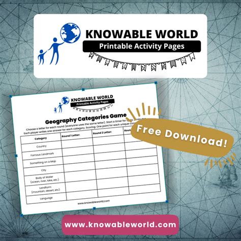 Geography Categories Game [Free Printable] - Knowable World