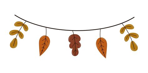 Doodle isolated autumn leaves. Leaf garland hand drawn. Vector fallen ...