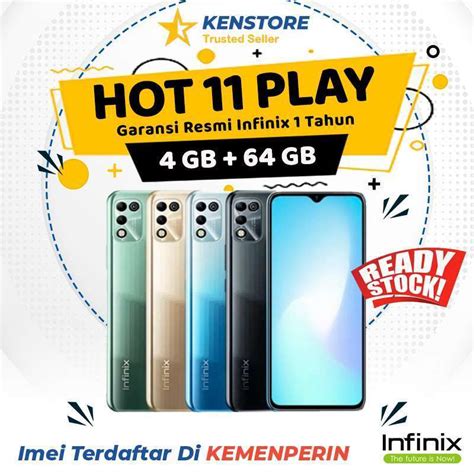 Jual Infinix Hot 11 Play 4 64GB New 100 Ori Garansi Resmi Infinix Indonesia 1 Tahun Green