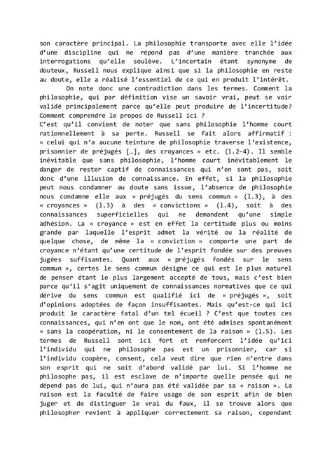 Explication De Texte Russell Problèmes De Philosophie Exemple De Texte