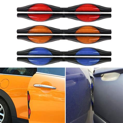 2Pcs 2 Way Auto Car Reflectors Door Edge Guard Protector Strip Blue Red Black | eBay