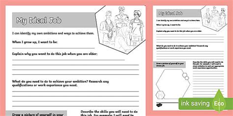 My Ideal Job Career Worksheets Teacher Made Twinkl